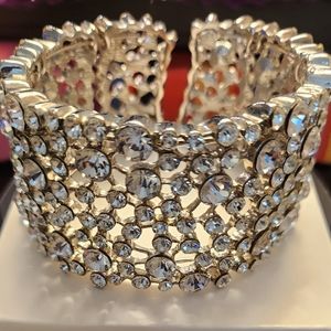 Silver Rhinestone Cuff Bracelet